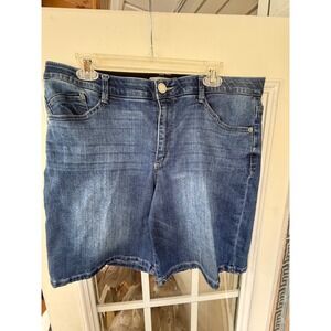 Wit and Wisdom Women's Relaxed Denim Bermuda Shorts Size 16 Blue 5-Pocket